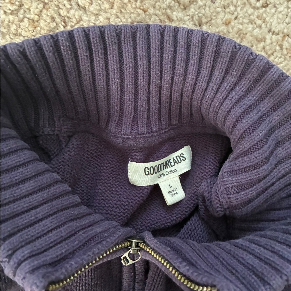 Goodthreads Lavender Ribbed Half-Zip Sweater - image 2